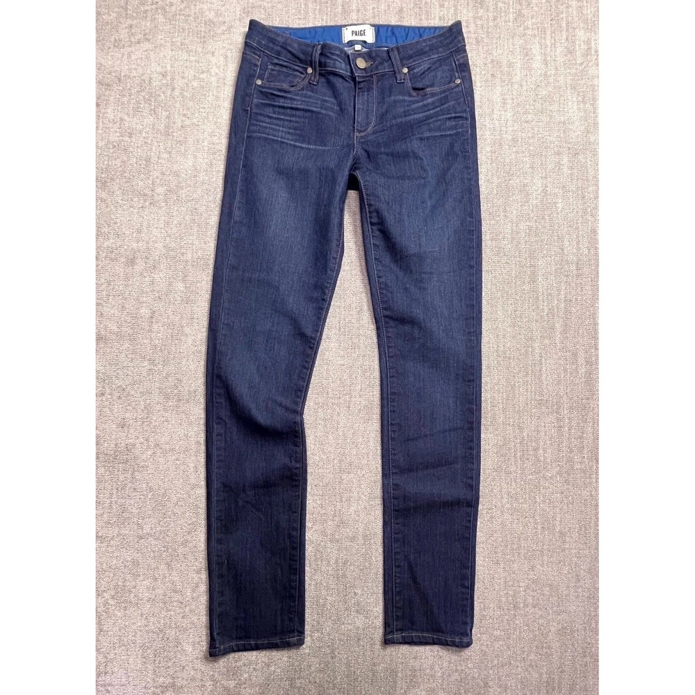 Paige Skyline Skinny Jeans Women 28 Blue Dark Wash Denim Cotton Pockets Mid Rise